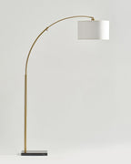 Arc Floor Lamp – Natural Marble Base, Fabric Shade, Foot Switch, 193cm
