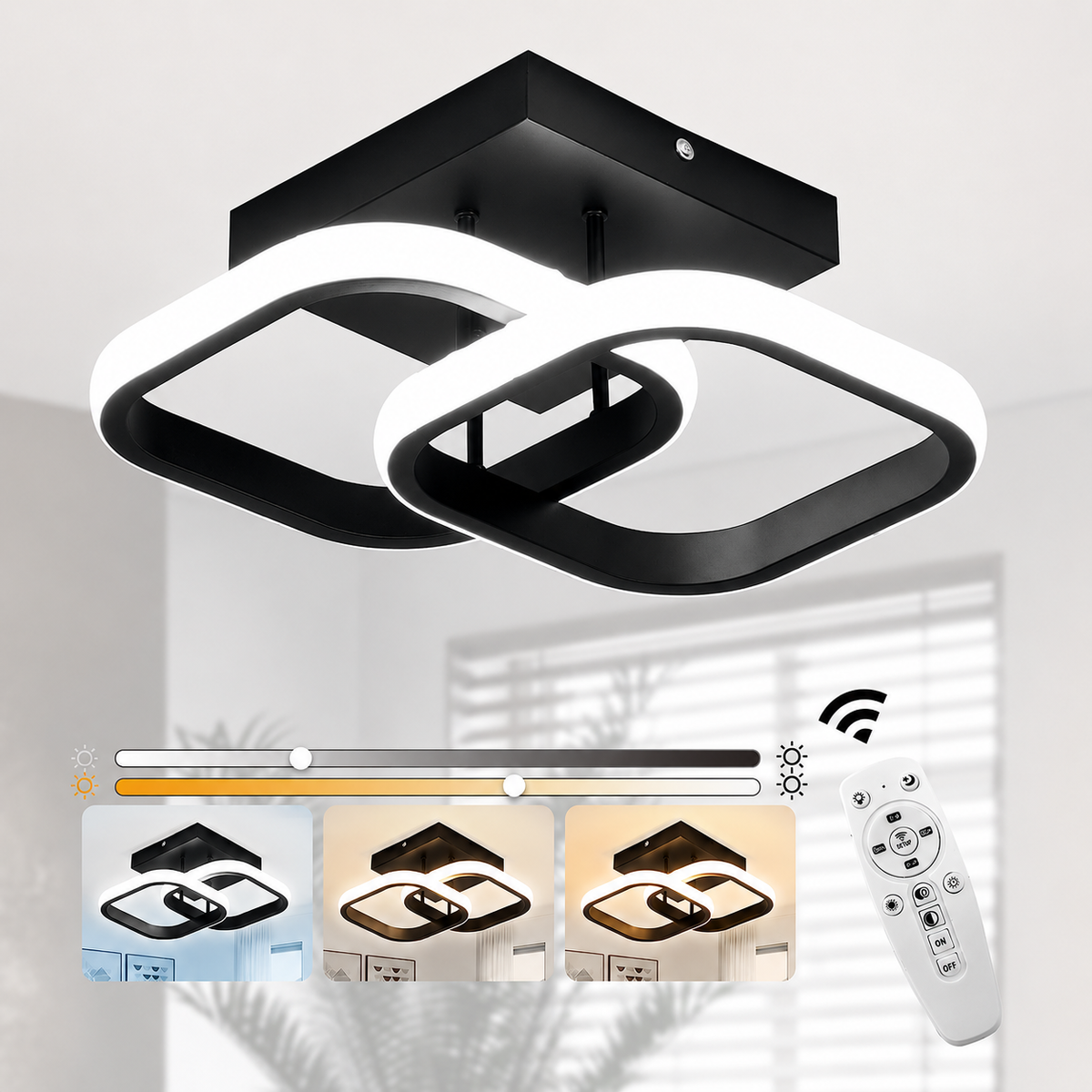 Modern Metal White LED Ceiling Light - 3 Wattage Options (12/18/22W)