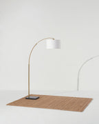 Arc Floor Lamp – Natural Marble Base, Fabric Shade, Foot Switch, 193cm