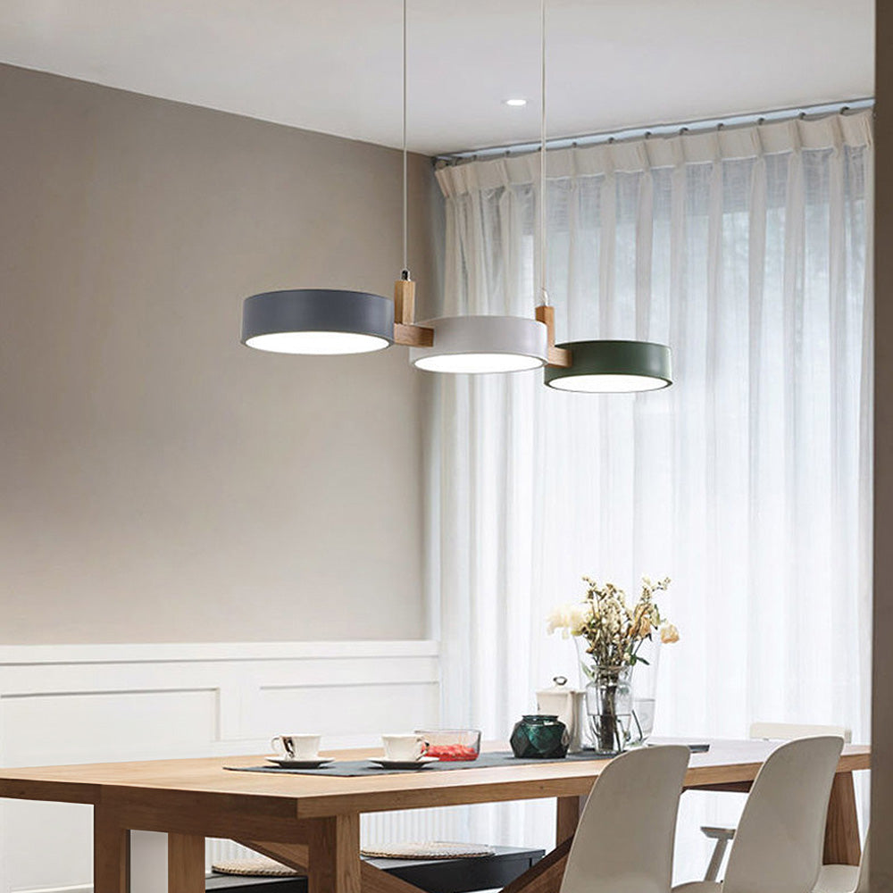 Cylinder Multi-Light Nordic Pendant Light – Iron & Wood, 77cm
