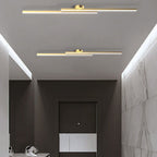 Modern Aluminium Long Strip Semi Flush Mount LED Ceiling Light For Living Room