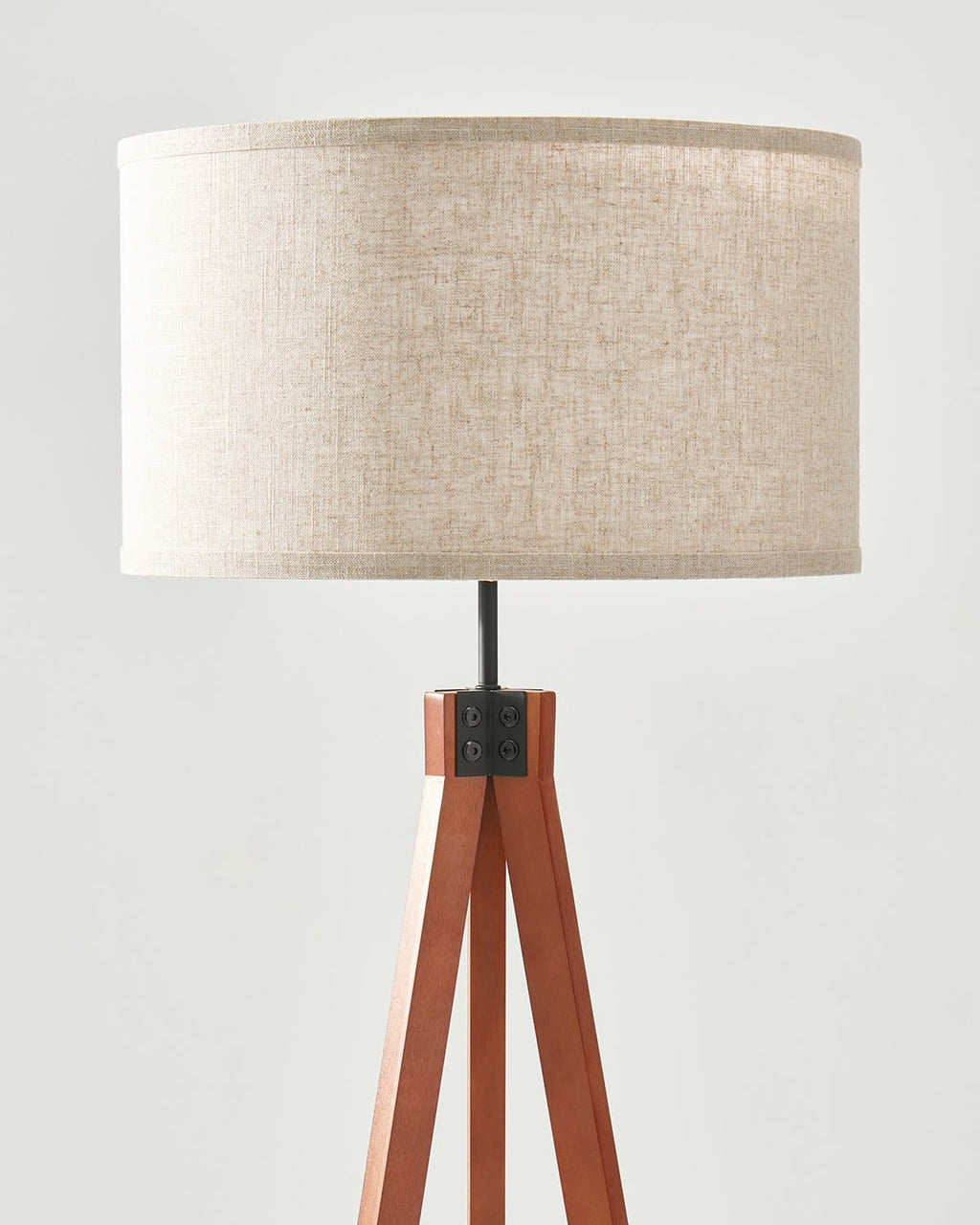 Wooden Tripod Floor Lamp – Fabric Drum Shade, 3-Way Dimmable LED, 152cm