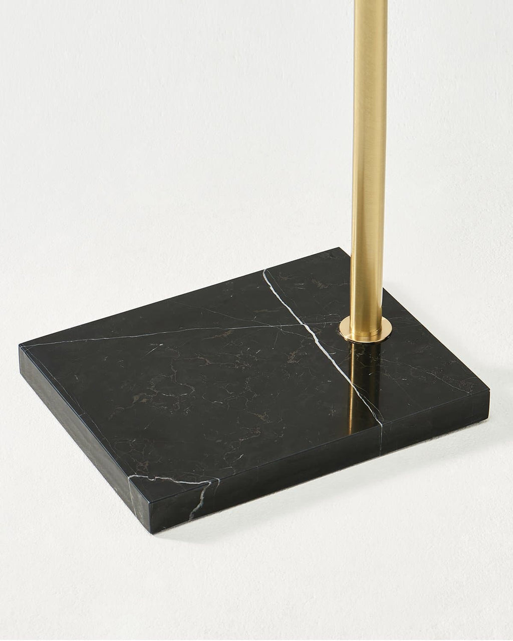 Arc Floor Lamp – Natural Marble Base, Fabric Shade, Foot Switch, 193cm