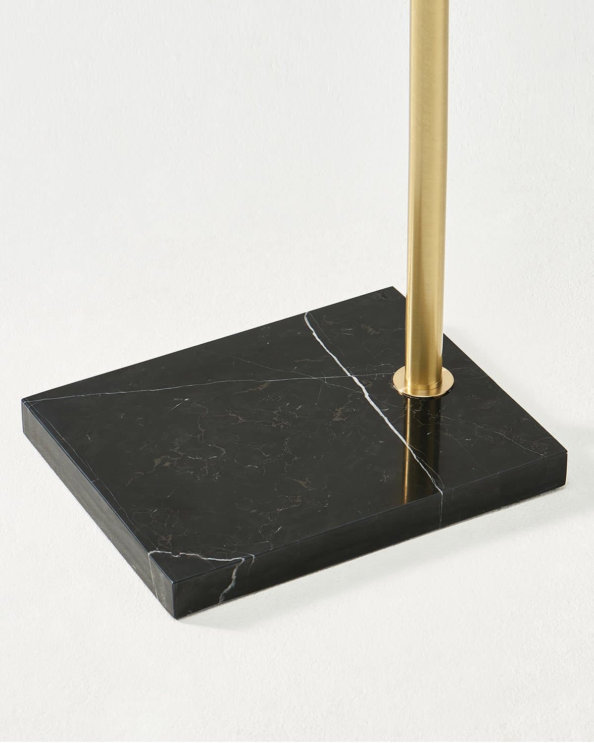 Arc Floor Lamp – Natural Marble Base, Fabric Shade, Foot Switch, 193cm