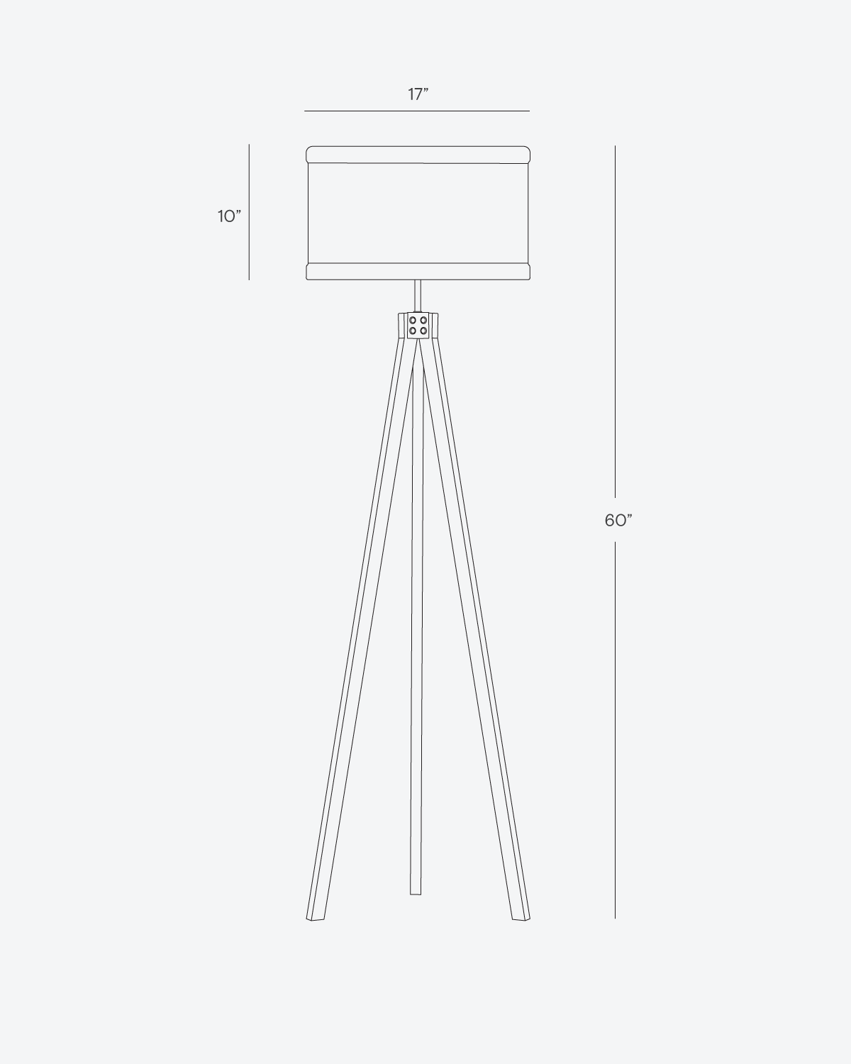 Wooden Tripod Floor Lamp – Fabric Drum Shade, 3-Way Dimmable LED, 152cm