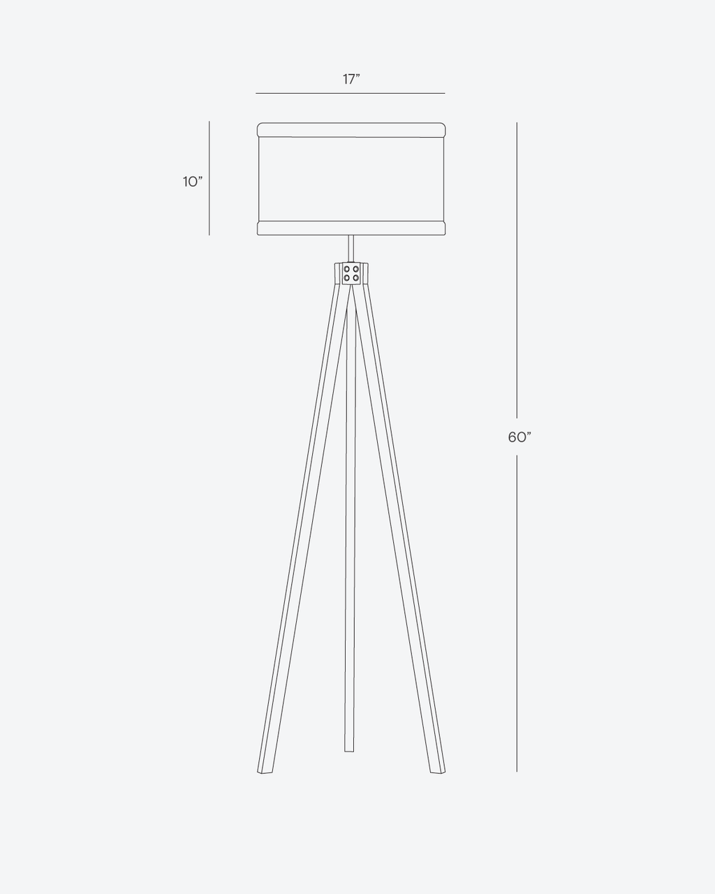 Wooden Tripod Floor Lamp – Fabric Drum Shade, 3-Way Dimmable LED, 152cm