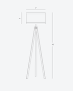 Wooden Tripod Floor Lamp – Fabric Drum Shade, 3-Way Dimmable LED, 152cm