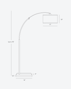 Arc Floor Lamp – Natural Marble Base, Fabric Shade, Foot Switch, 193cm