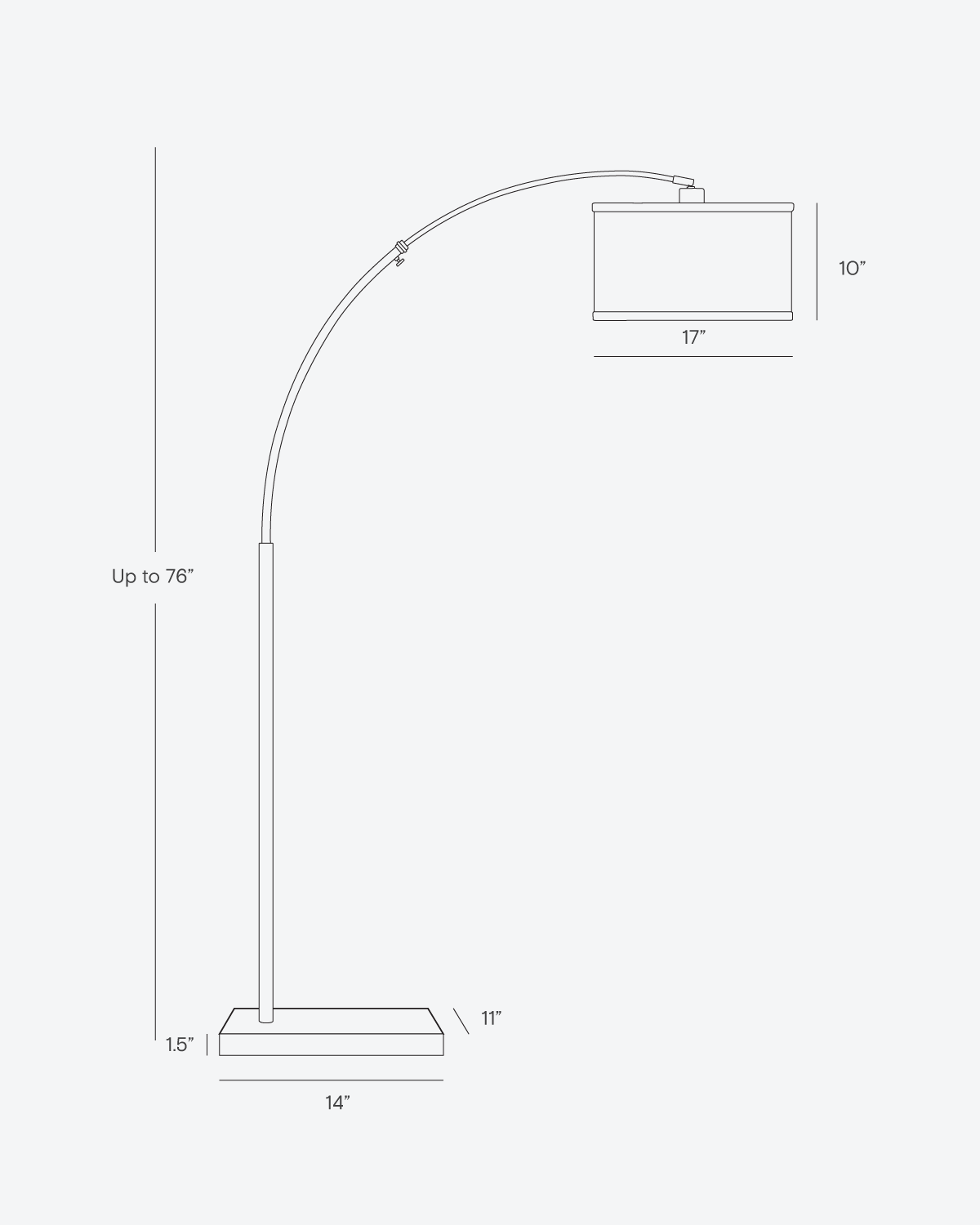 Arc Floor Lamp – Natural Marble Base, Fabric Shade, Foot Switch, 193cm