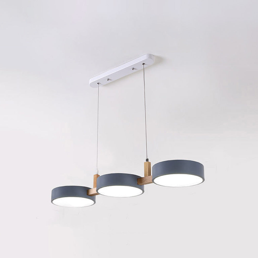Cylinder Multi-Light Nordic Pendant Light – Iron & Wood, 77cm