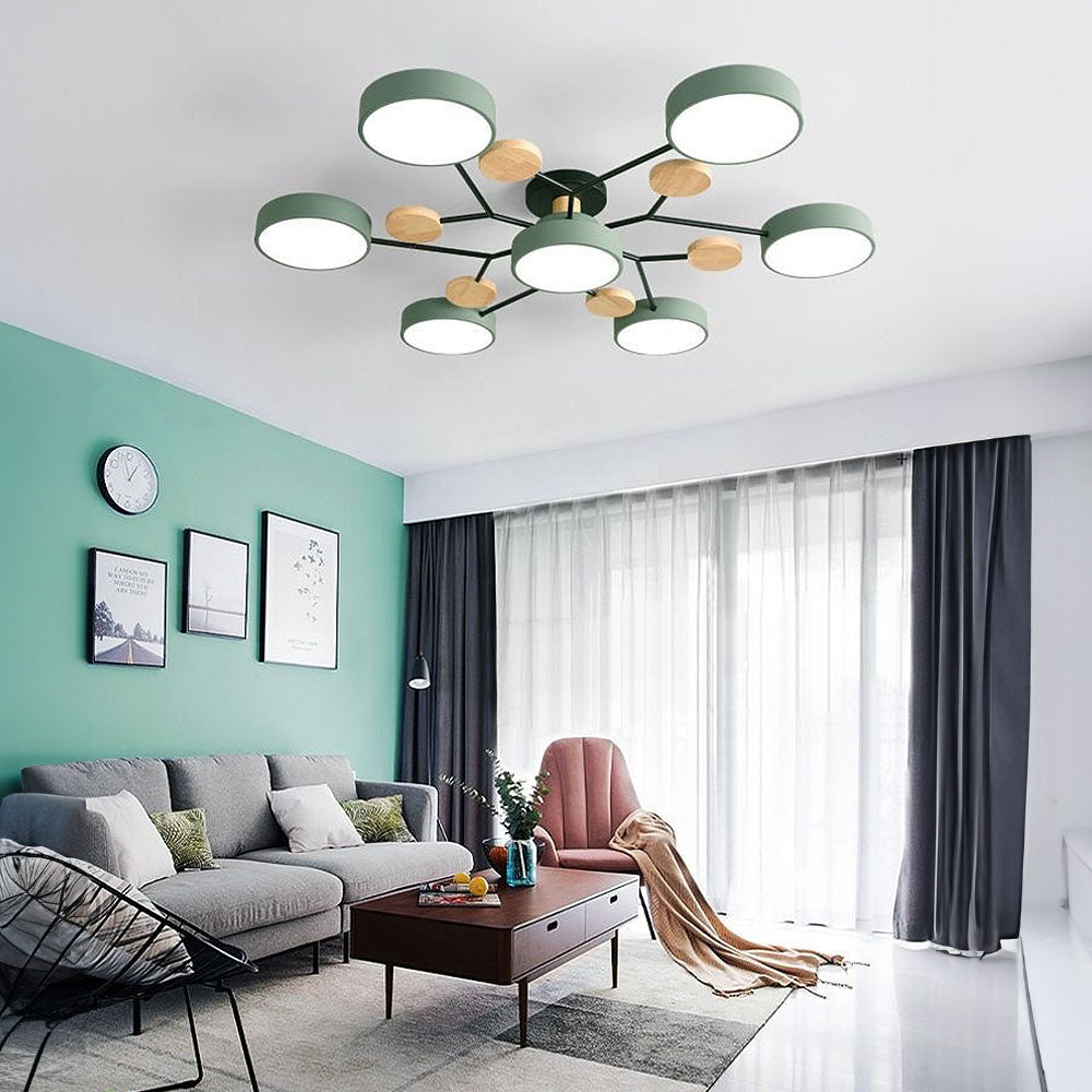 Round LED Ceiling Light – 4 to 7 Light Heads, Iron & Acrylic