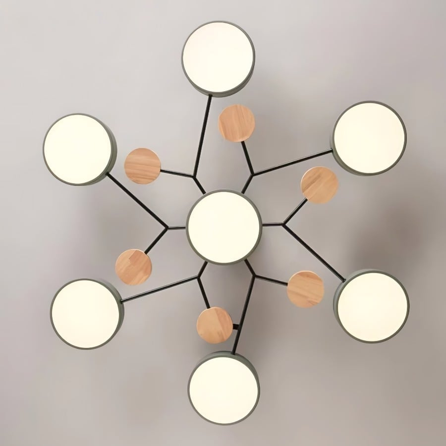 Round LED Ceiling Light – 4 to 7 Light Heads, Iron & Acrylic