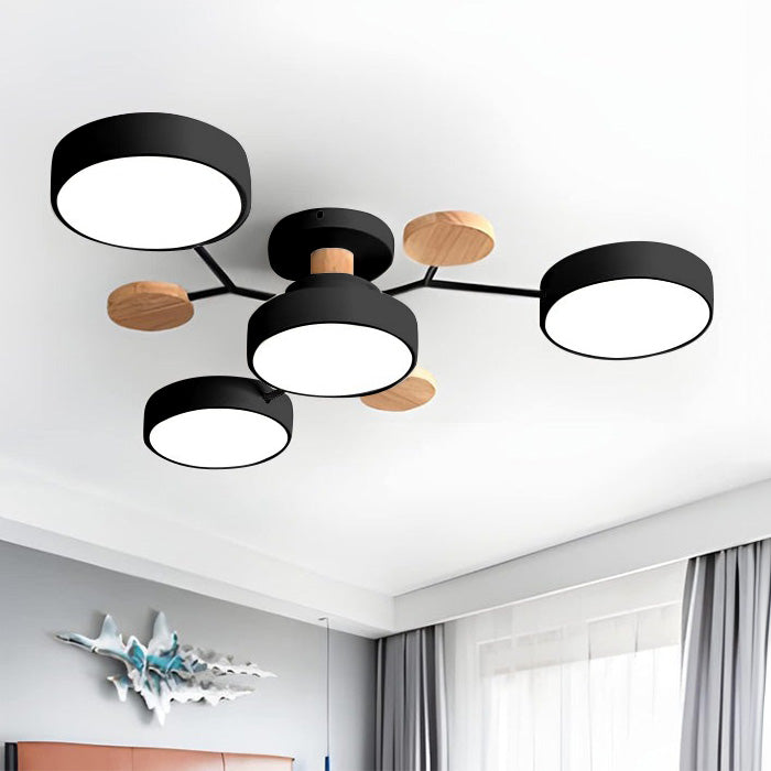 Round LED Ceiling Light – 4 to 7 Light Heads, Iron & Acrylic