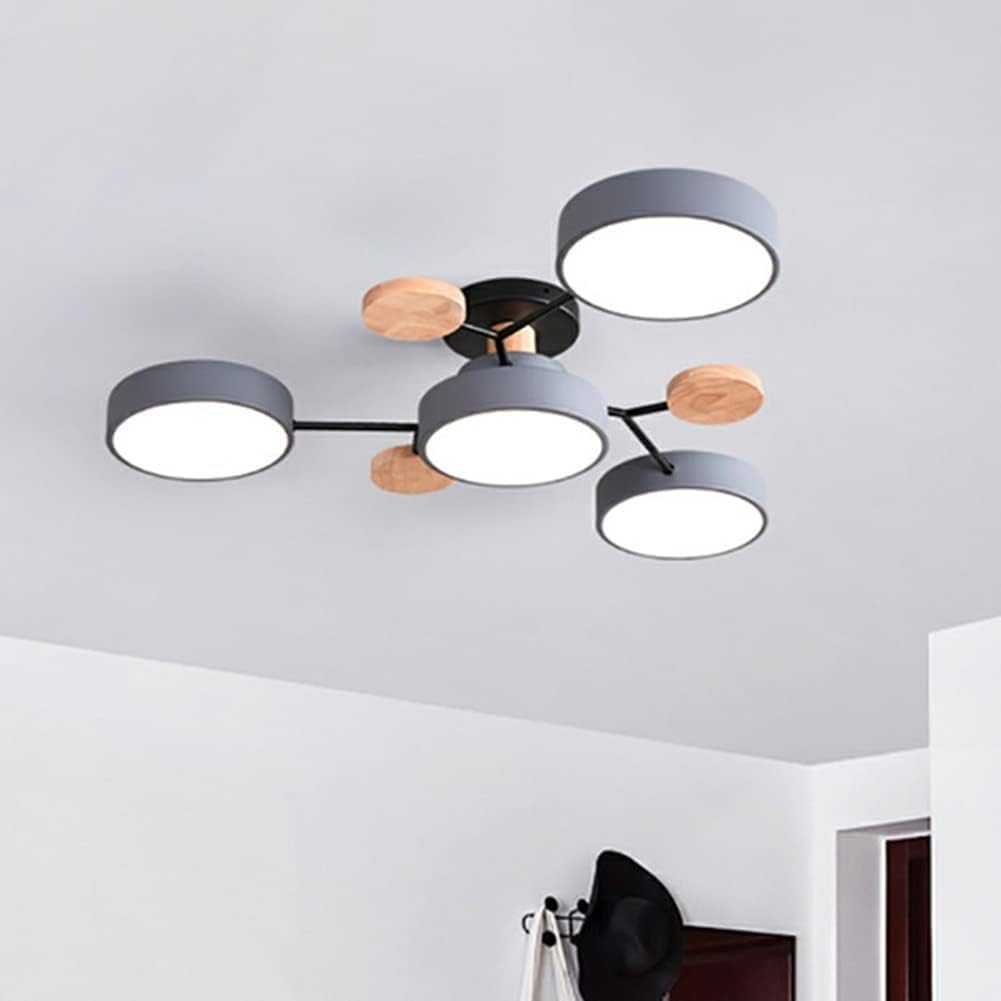 Round LED Ceiling Light – 4 to 7 Light Heads, Iron & Acrylic