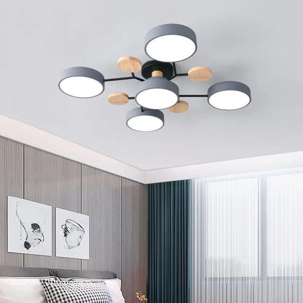 Round LED Ceiling Light – 4 to 7 Light Heads, Iron & Acrylic