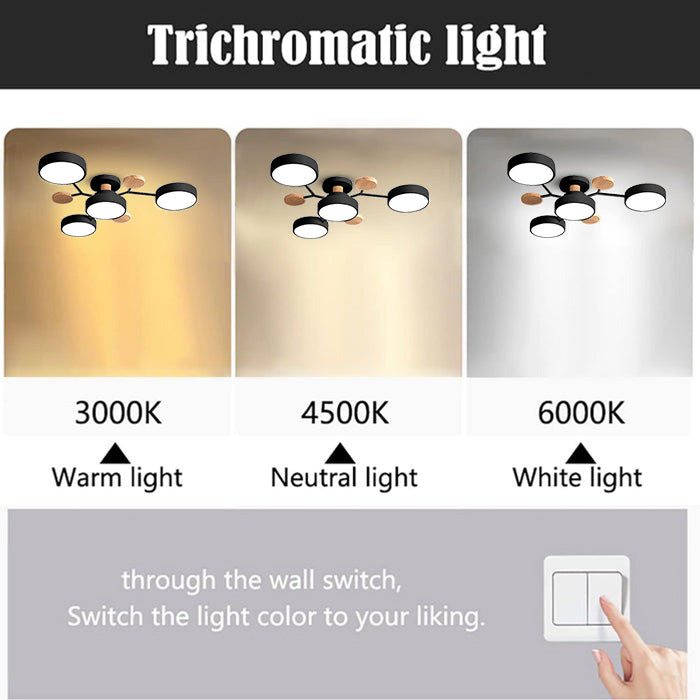 Round LED Ceiling Light – 4 to 7 Light Heads, Iron & Acrylic