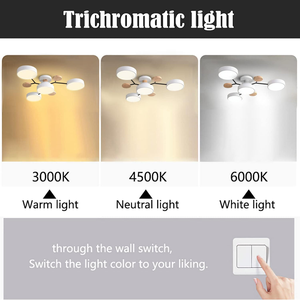 Round LED Ceiling Light – 4 to 7 Light Heads, Iron & Acrylic