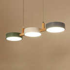 Cylinder Multi-Light Nordic Pendant Light – Iron & Wood, 77cm
