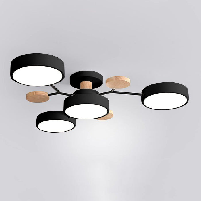 Round LED Ceiling Light – 4 to 7 Light Heads, Iron & Acrylic