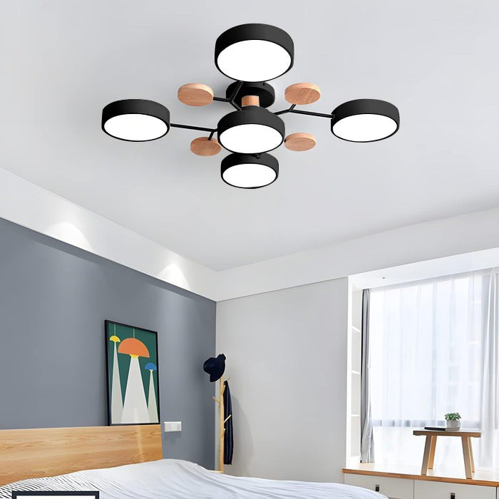 Round LED Ceiling Light – 4 to 7 Light Heads, Iron & Acrylic