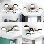 Round LED Ceiling Light – 4 to 7 Light Heads, Iron & Acrylic
