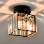 Crystal Shade Flush Mount Ceiling Light – Square or Circle, 3 Sizes