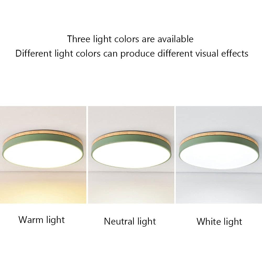 Solid Wood Round Flush Mount LED Ceiling Light – 4 Sizes, 30-60cm
