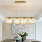 Crystal Glass Island Pendant Light – 3 or 4 Head Chandelier, Adjustable Height