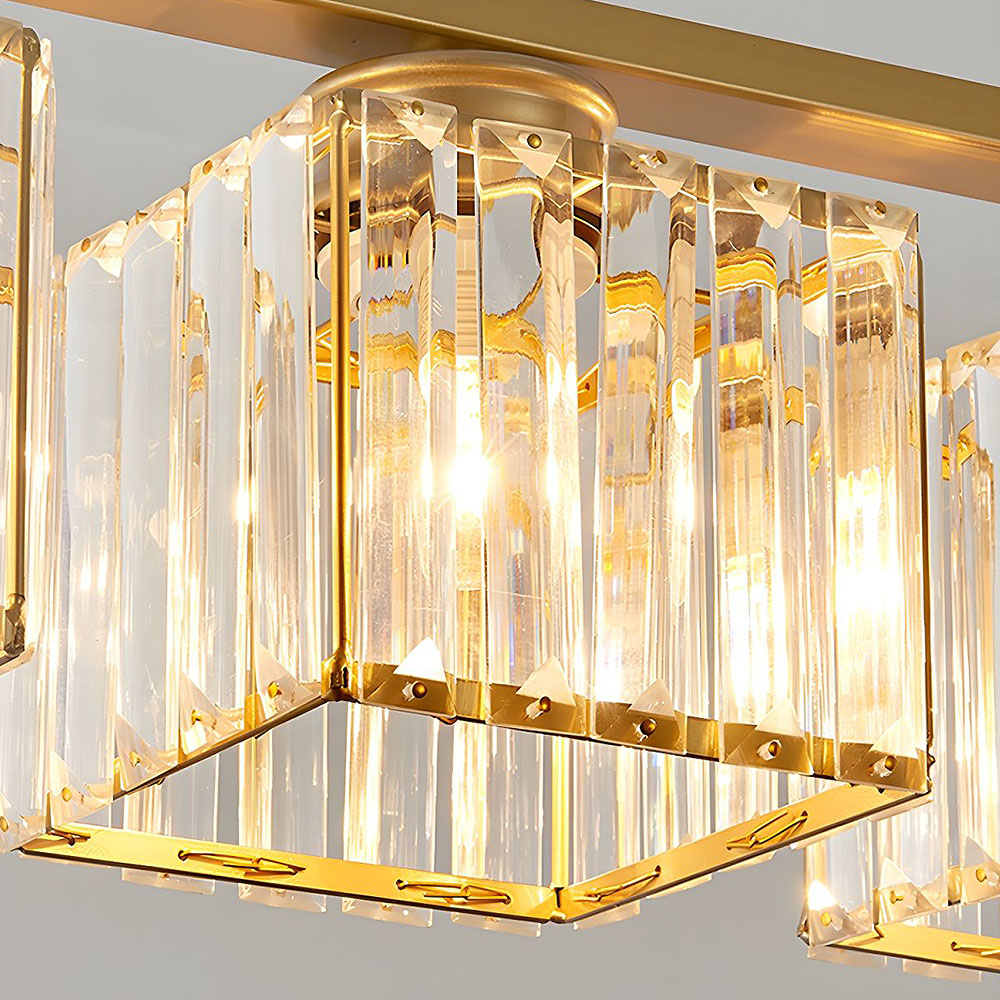 Crystal Glass Island Pendant Light – 3 or 4 Head Chandelier, Adjustable Height