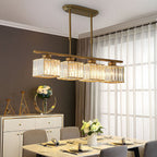 Crystal Glass Island Pendant Light – 3 or 4 Head Chandelier, Adjustable Height