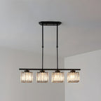 Crystal Glass Island Pendant Light – 3 or 4 Head Chandelier, Adjustable Height
