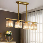 Crystal Glass Island Pendant Light – 3 or 4 Head Chandelier, Adjustable Height