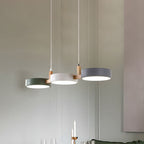 Cylinder Multi-Light Nordic Pendant Light – Iron & Wood, 77cm