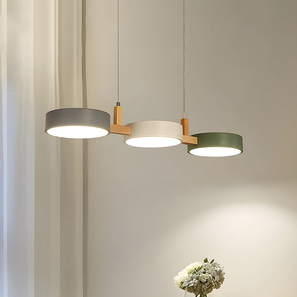 Cylinder Multi-Light Nordic Pendant Light – Iron & Wood, 77cm