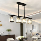 Crystal Glass Island Pendant Light – 3 or 4 Head Chandelier, Adjustable Height