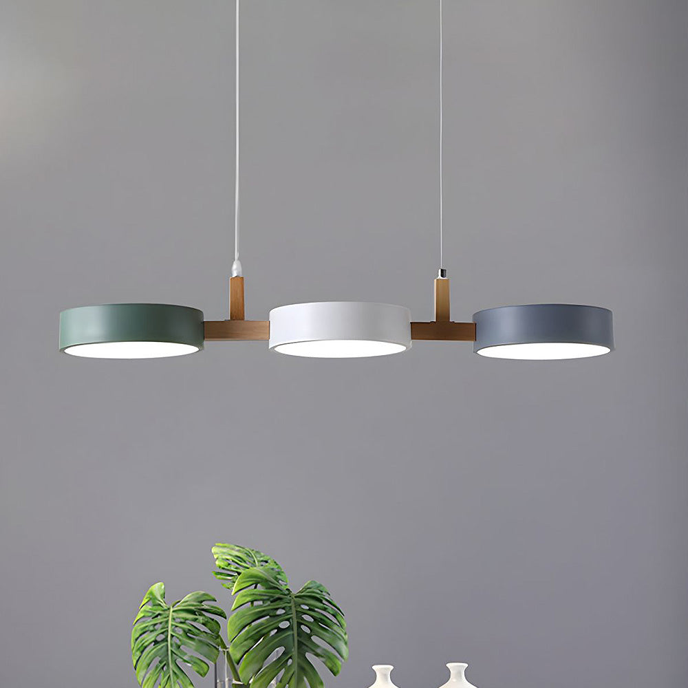 Cylinder Multi-Light Nordic Pendant Light – Iron & Wood, 77cm