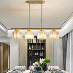 Crystal Glass Island Pendant Light – 3 or 4 Head Chandelier, Adjustable Height