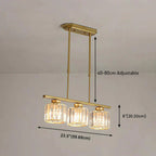 Crystal Glass Island Pendant Light – 3 or 4 Head Chandelier, Adjustable Height