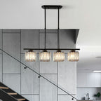 Crystal Glass Island Pendant Light – 3 or 4 Head Chandelier, Adjustable Height