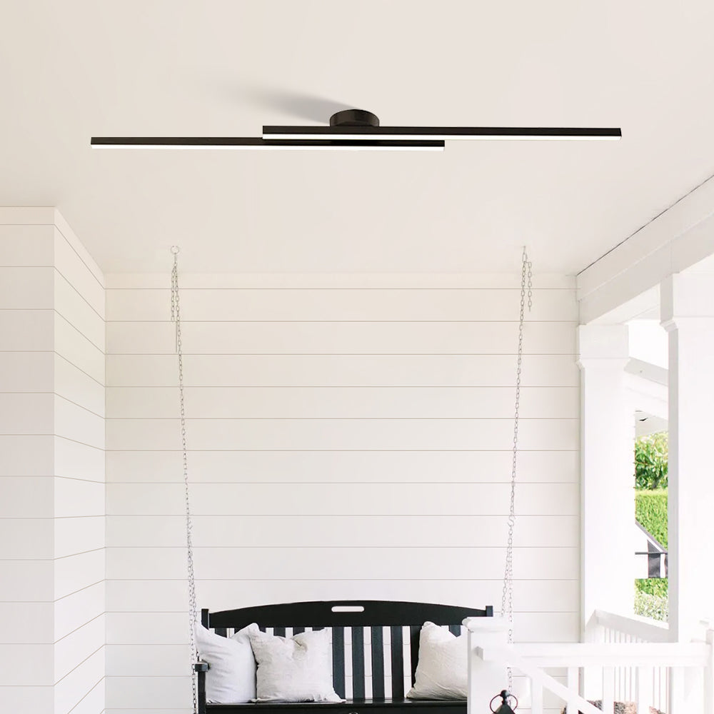 Modern Aluminium Long Strip Semi Flush Mount LED Ceiling Light For Living Room