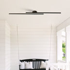 Modern Aluminium Long Strip Semi Flush Mount LED Ceiling Light For Living Room