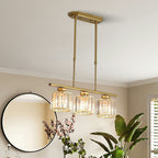 Crystal Glass Island Pendant Light – 3 or 4 Head Chandelier, Adjustable Height