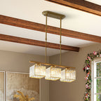 Crystal Glass Island Pendant Light – 3 or 4 Head Chandelier, Adjustable Height