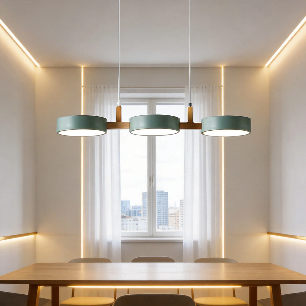 Cylinder Multi-Light Nordic Pendant Light – Iron & Wood, 77cm