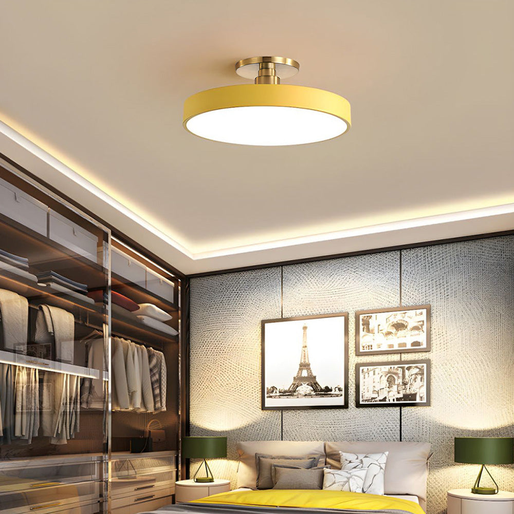 Round LED Semi-Flush Ceiling Light – 4 Brightness Options, 16–48W