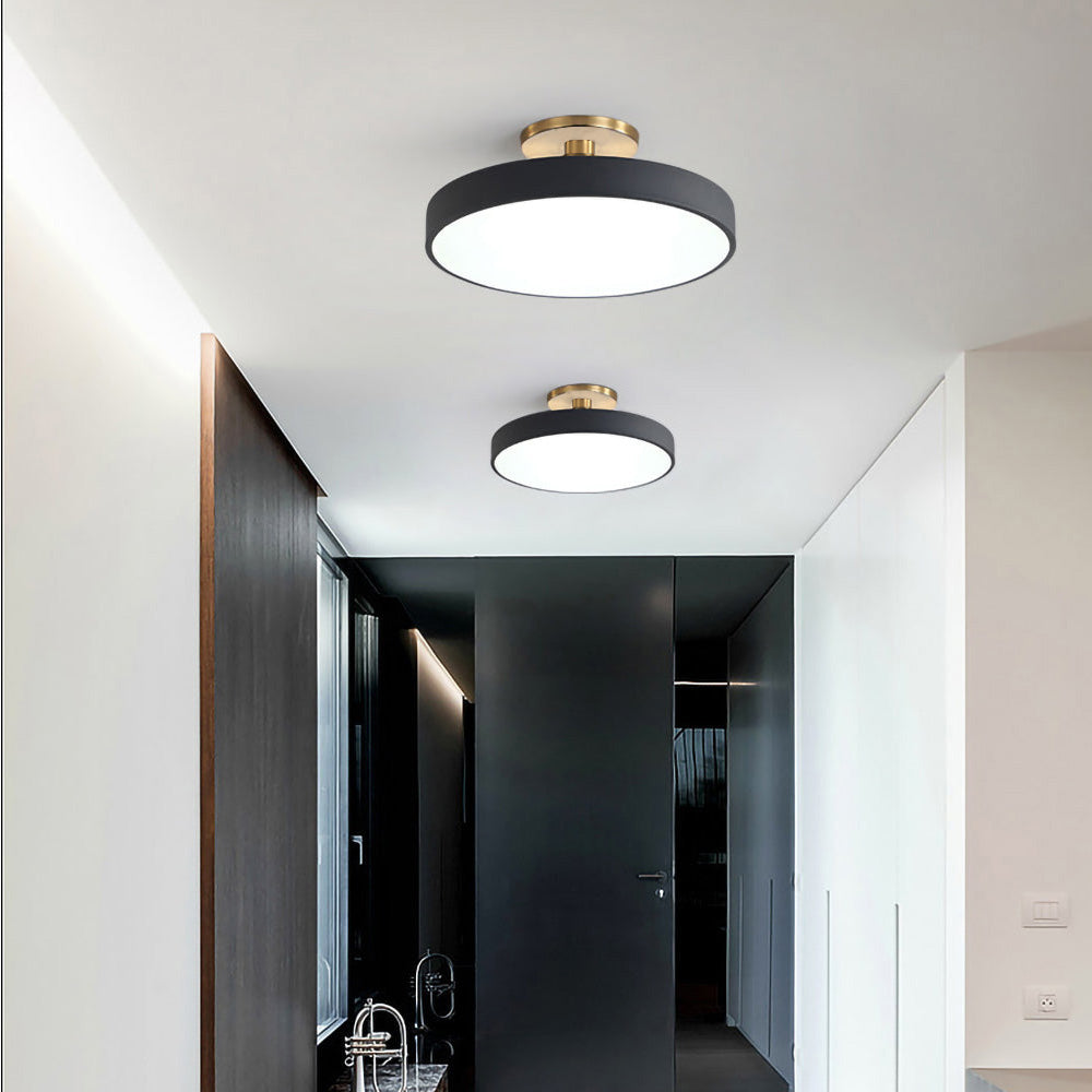 Round LED Semi-Flush Ceiling Light – 4 Brightness Options, 16–48W