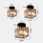 Crystal Shade Flush Mount Ceiling Light – Square or Circle, 3 Sizes