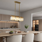 Crystal Glass Island Pendant Light – 3 or 4 Head Chandelier, Adjustable Height