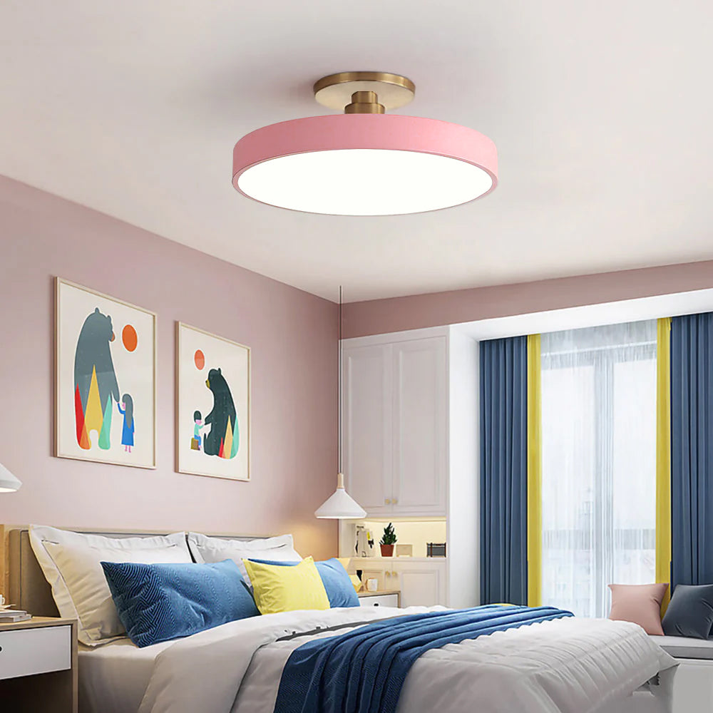 Round LED Semi-Flush Ceiling Light – 4 Brightness Options, 16–48W