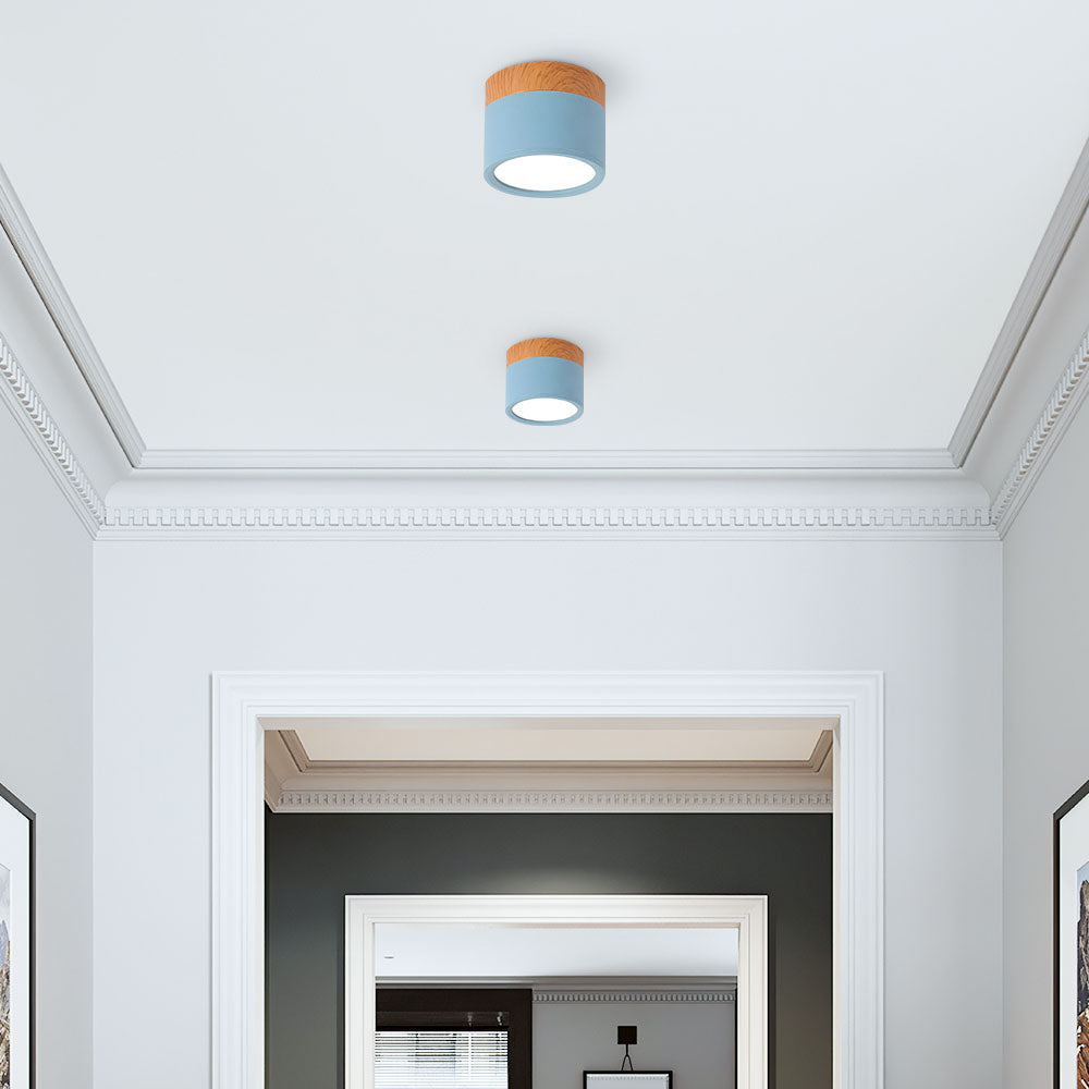 Small Cylinder Flush Ceiling Light – Aluminium, 2 Sizes (5W/7W)